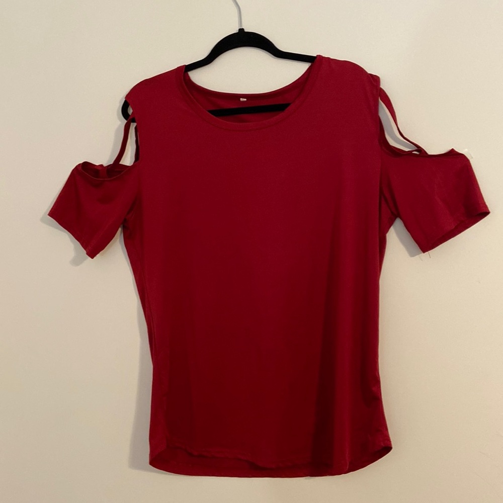 Red cold shoulder top XL Guc - Picture 2 of 11